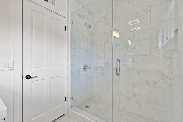 Bathroom, Glass Shower, Interior, Marble Walls