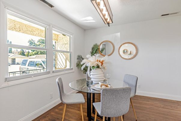 Dining room, Interior, Wood Texture Flooring