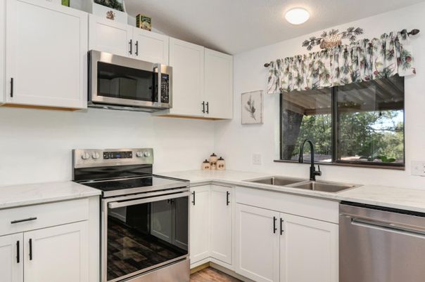 Interior, Kitchen, Stainless Steel Appliances, Wood Texture Flooring