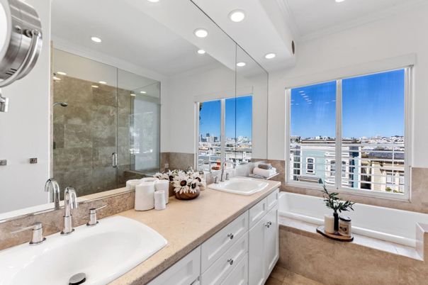 Bathroom, Dual Sink Vanities, Glass Shower, Interior, Recessed Lighting
