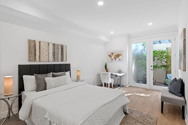 Bedroom, Home Office, Interior, Recessed Lighting, Wood Texture Flooring