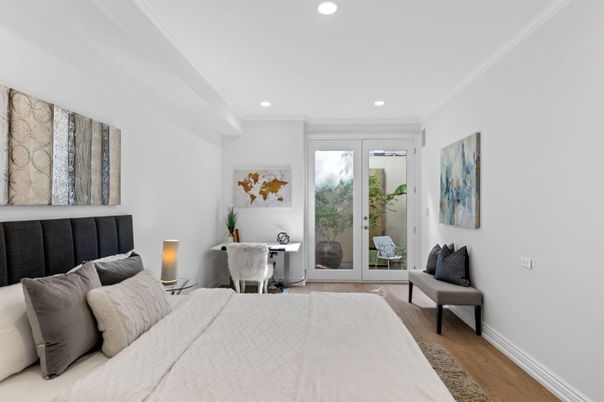 Bedroom, Home Office, Interior, Recessed Lighting, Wood Texture Flooring