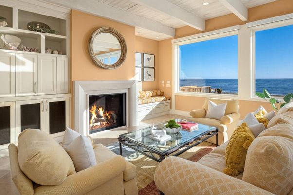 Fireplace, Interior, Living room, Recessed Lighting, Water