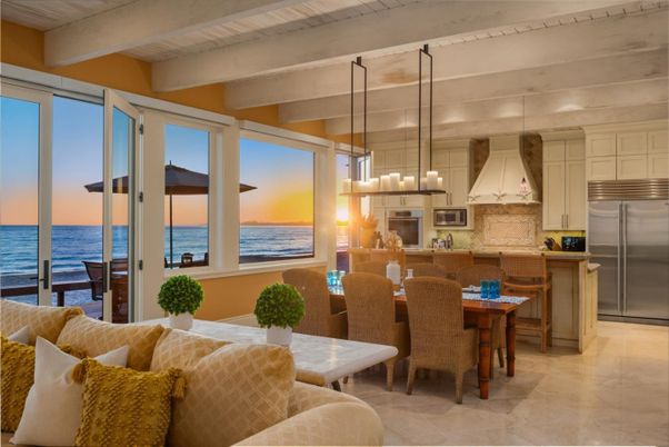 Dining room, Interior, Kitchen, Pendant Lights, Stainless Steel Appliances, Water