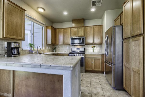 Interior, Kitchen, Recessed Lighting, Tile Countertops