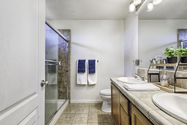 Bathroom, Glass Shower, Interior, Tile Countertops