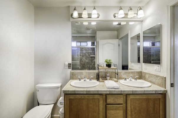 Bathroom, Dual Sink Vanities, Interior, Tile Countertops