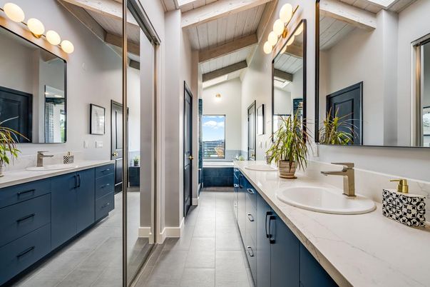 Bathroom, Dual Sink Vanities, Interior, Wooden Beams, Wooden Ceilings