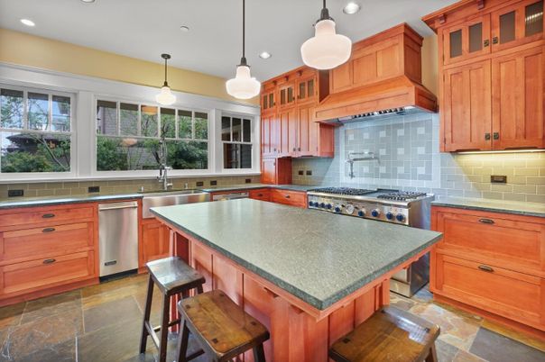 Interior, Kitchen, Pendant Lights, Recessed Lighting, Stainless Steel Appliances