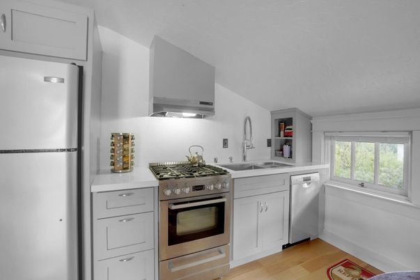 Interior, Kitchen, Stainless Steel Appliances, Wood Texture Flooring