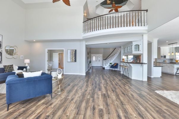Interior, Living room, Pendant Lights, Recessed Lighting, Wood Texture Flooring