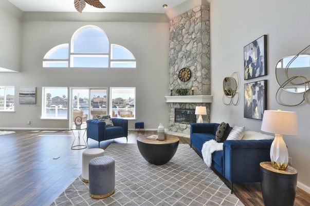 Fireplace, Interior, Living room, Stone Walls, Wood Texture Flooring
