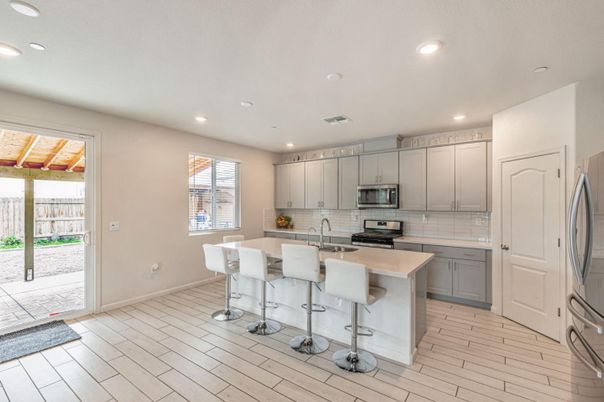 Interior, Kitchen, Recessed Lighting, Wood Texture Flooring