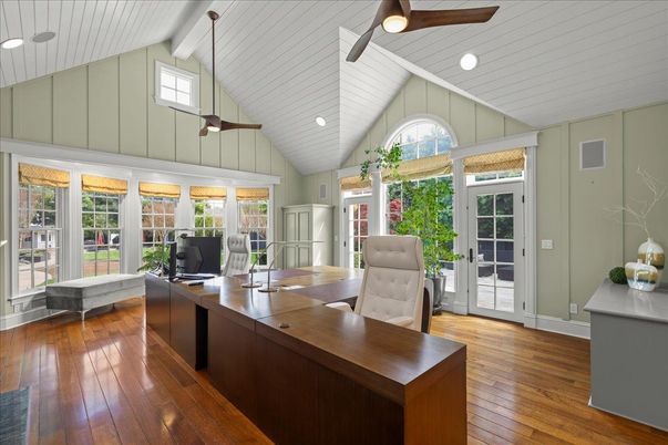 Home Office, Interior, Recessed Lighting, Wood Texture Flooring