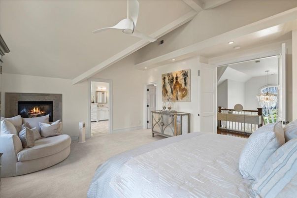 Bedroom, Chandelier, Fireplace, Interior, Recessed Lighting
