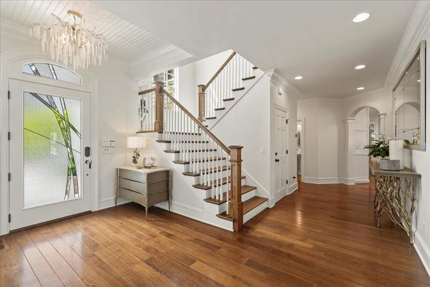 Chandelier, Interior, Recessed Lighting, Wood Texture Flooring