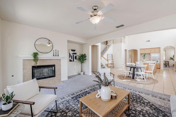 Dining room, Fireplace, Interior, Kitchen, Living room