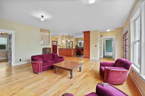 Interior, Kitchen, Living room, Pendant Lights, Recessed Lighting, Wood Texture Flooring