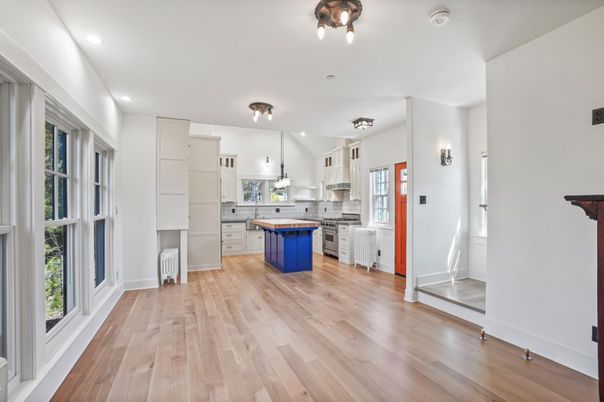 Interior, Kitchen, Recessed Lighting, Wood Texture Flooring