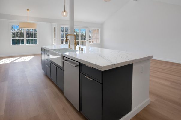 Interior, Kitchen, Pendant Lights, Wood Texture Flooring