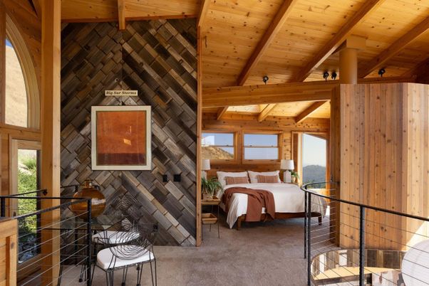 Bedroom, Fireplace, Interior, Wooden Beams, Wooden Ceilings, Wooden Walls
