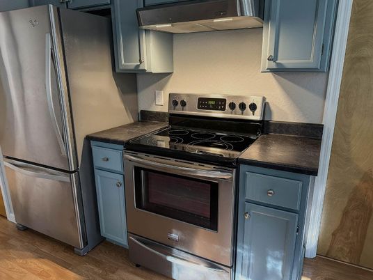 Interior, Kitchen, Stainless Steel Appliances, Wood Texture Flooring
