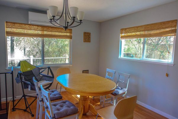 Chandelier, Dining room, Interior, Wood Texture Flooring