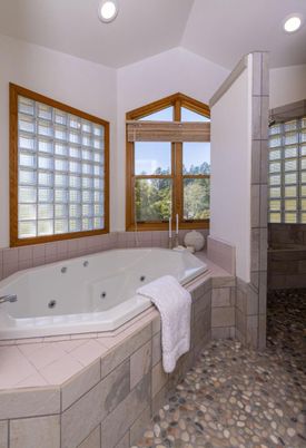 Bathroom, Glass Shower, Interior, Recessed Lighting