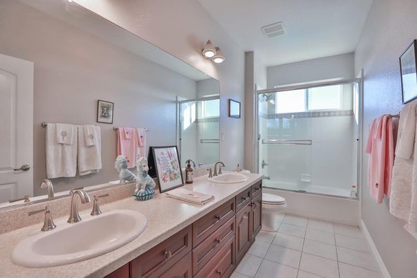 Bathroom, Dual Sink Vanities, Glass Shower, Interior