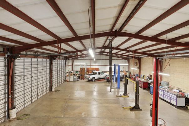 Garage, Interior, Stone Walls, Wooden Beams