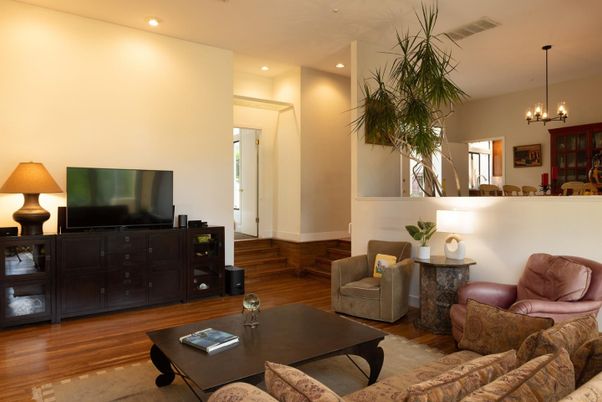 Interior, Living room, Recessed Lighting, Wood Texture Flooring