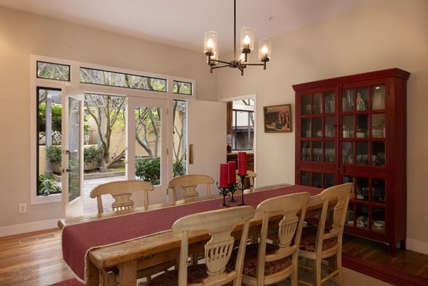 Chandelier, Dining room, Interior, Wood Texture Flooring