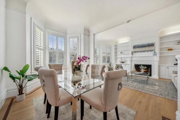 Dining room, Fireplace, Interior, Living room, Wood Texture Flooring
