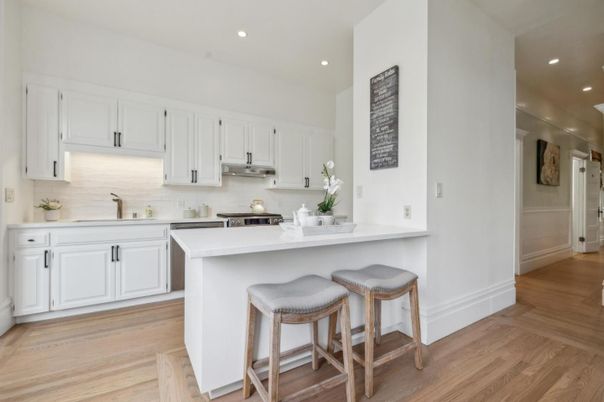 Interior, Kitchen, Recessed Lighting, Wood Texture Flooring
