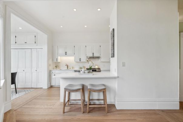 Interior, Kitchen, Recessed Lighting, Wood Texture Flooring