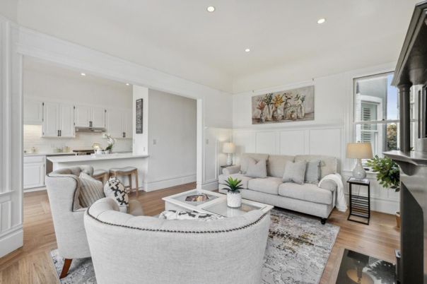 Interior, Kitchen, Living room, Recessed Lighting, Wood Texture Flooring