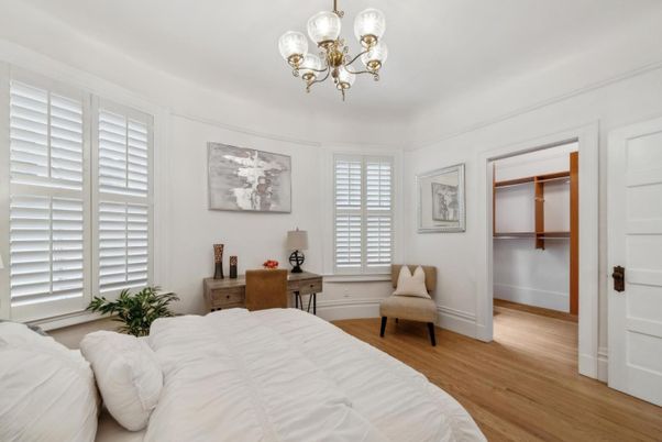 Bedroom, Chandelier, Interior, Wood Texture Flooring