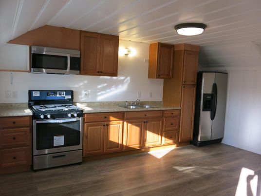 Interior, Kitchen, Stainless Steel Appliances, Wood Texture Flooring