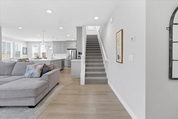 Interior, Kitchen, Living room, Pendant Lights, Recessed Lighting, Stainless Steel Appliances, Wood Texture Flooring