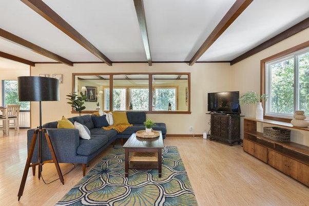 Interior, Living room, Wooden Beams, Wood Texture Flooring
