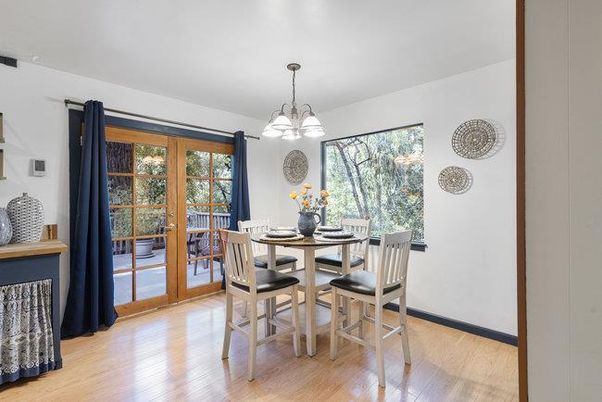 Chandelier, Dining room, Interior, Pendant Lights, Wood Texture Flooring