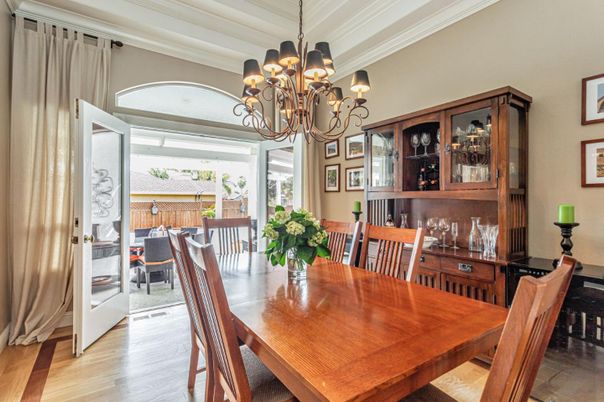 Chandelier, Dining room, Interior, Wood Texture Flooring
