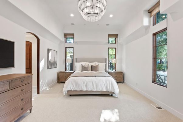 Bedroom, Chandelier, Interior, Recessed Lighting