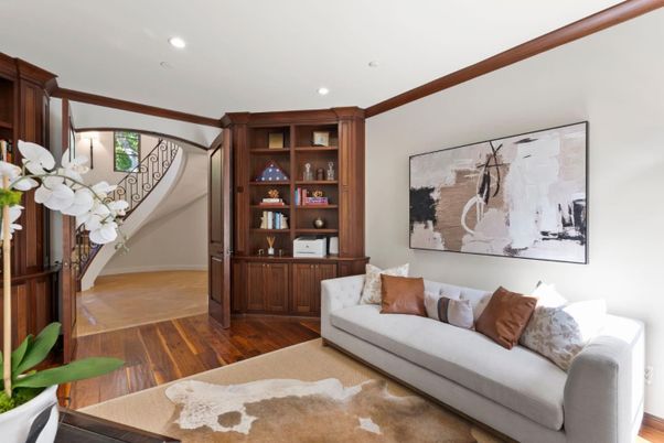 Interior, Living room, Recessed Lighting, Wood Texture Flooring