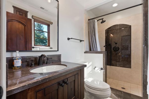 Bathroom, Glass Shower, Interior, Recessed Lighting