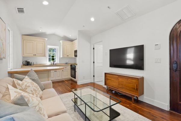 Interior, Kitchen, Living room, Recessed Lighting, Wood Texture Flooring