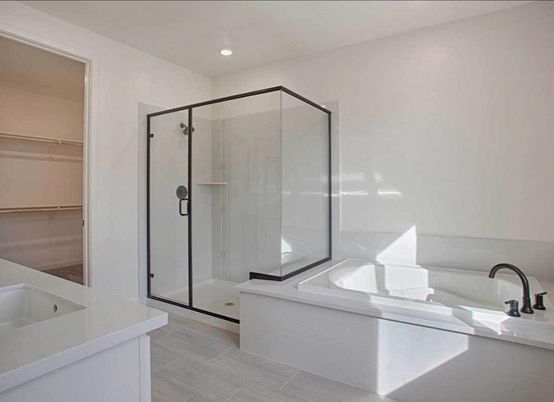 Bathroom, Dual Sink Vanities, Glass Shower, Interior, Recessed Lighting