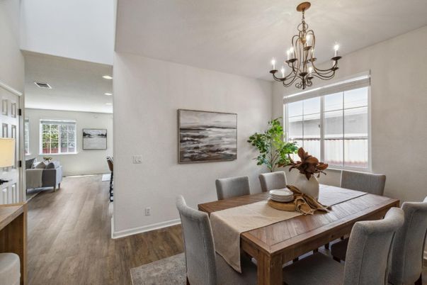 Chandelier, Dining room, Interior, Living room, Recessed Lighting, Wood Texture Flooring