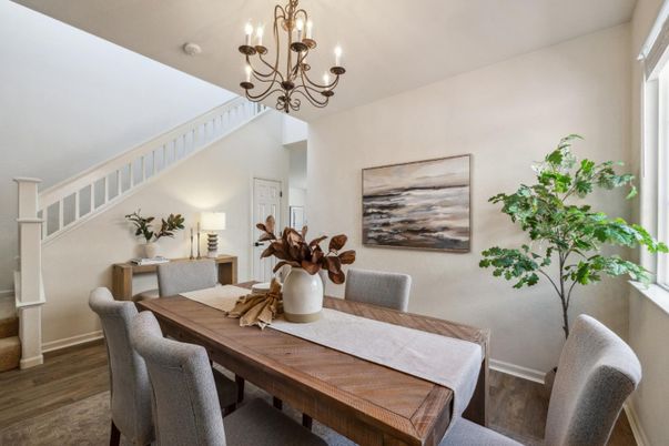 Chandelier, Dining room, Interior, Wood Texture Flooring