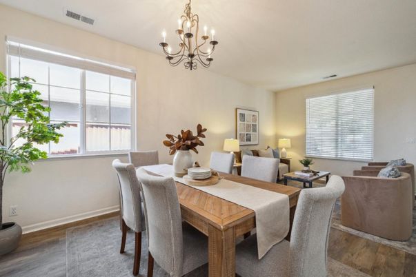 Chandelier, Dining room, Interior, Wood Texture Flooring